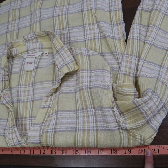 Sundance Popover Shirt Women M Yellow Boho Preppy Academia Coastal Cruise Resort - Picture 10 of 15